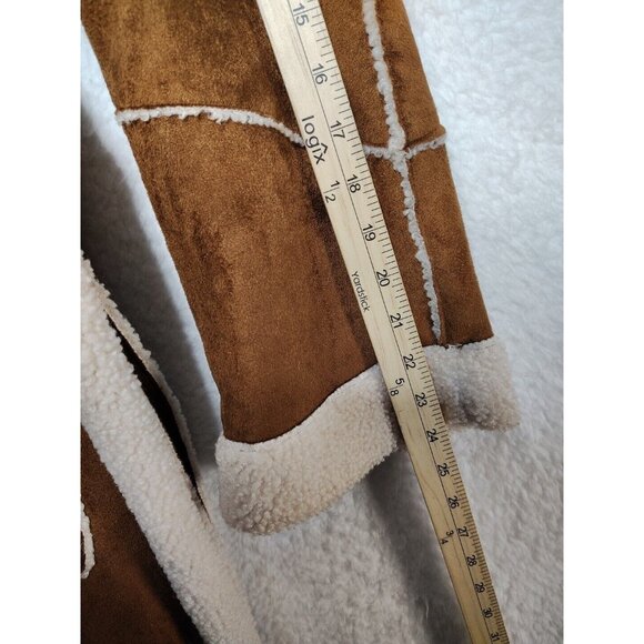 Cyrus Women’s Open Front Brown Coat  Inner Cream Fuzzy Size XL - Picture 7 of 9
